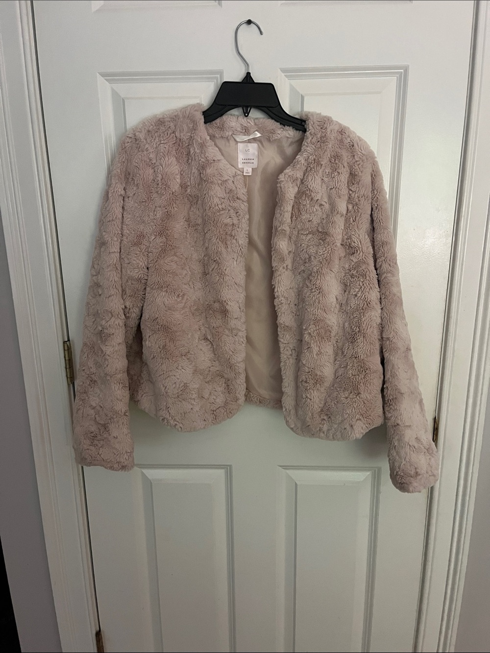 LC Lauren Conrad Taupe Plush Teddy Jacket